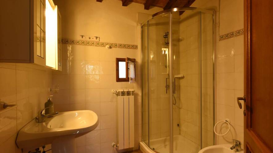 This is the en suite shower room in apartment 8 here in Central Tuscany.