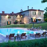 The swimming pool and terrace belonging to our rental apartments in Central Tuscany